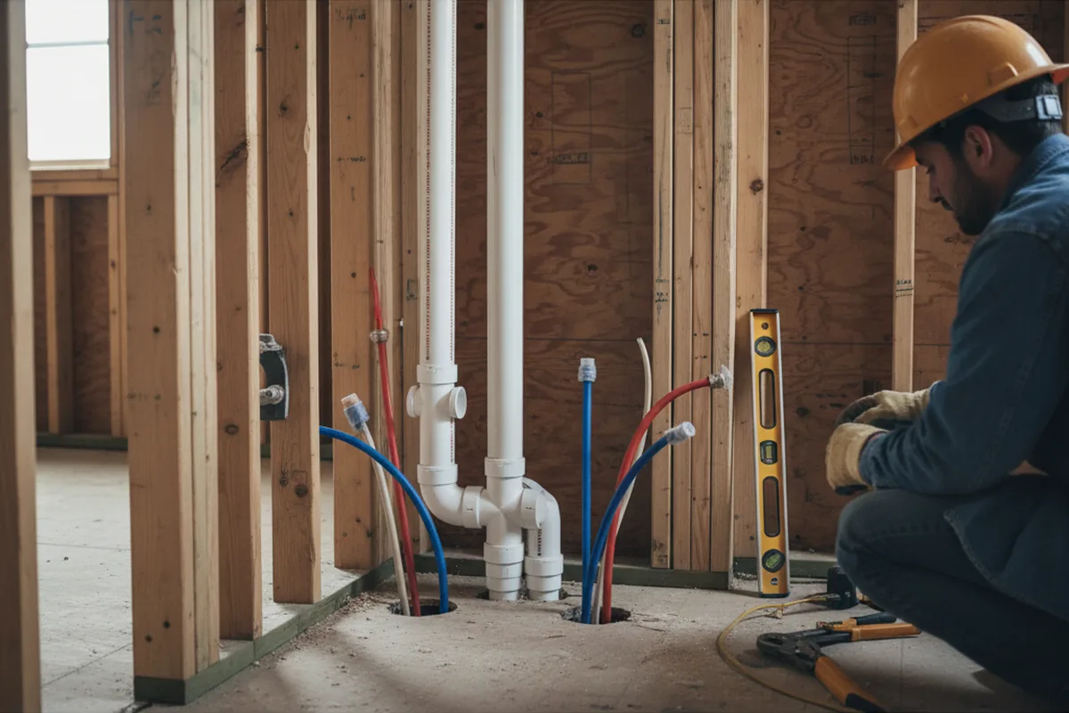 Drain and supply rough-in during Toilet Repair and Installation in Mary Alice